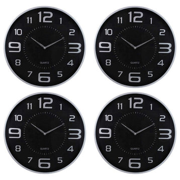 Kiera Grace Austin Wall Clock 18"- Silver, Set of 4