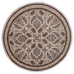 Bareen's Designer Rugs - Ziegler Kafkaz Suggs Ivory/Brown Round Rug, 9'11 x 9'11 - A Persian influenced Turkish hand knotted rug made by skilled artisans capable of creating the most exceptional vegetable dyes and hand-spun New Zealand wool. This gorgeous one of a kind Peshawar Kafkaz handmade rugs is also known as a Chobi Rug. This gorgeous rug is extremely versatile and is famous for its soft pleasing color palette and informal design that works in a myriad of interiors. It has been expertly hand-tied, finished, sun-dried, and can contain up to 1.5 million knots. It takes 4 skilled artisans to hand knot this rug nine to twelve months to complete this piece of art. The invigorating colors and patterns in this rug will give your home an elegant and fresh appearance. While drawing upon the coloring and patterns of antique rugs, contemporary Peshawar pieces incorporate modern design motifs and feature vibrant color tones.Give your room a luxurious look and feel with this beautiful rug with gorgeous color pallet. The intricate design allows this oriental rug to creates a royal ambience in any decor. Hand knotted construction and natural fibers gives this rug soft feel under your feet.