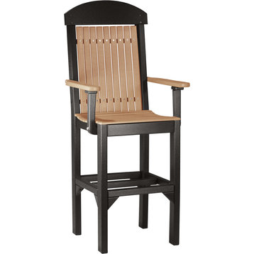 Set of 4 Poly Dining Chairs, Cedar & Black, Bar Height, Arm Chair