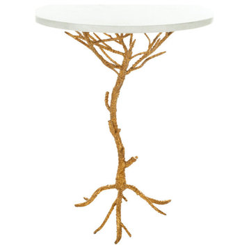 Safavieh Carolyn Accent Table, White, Gold Legs