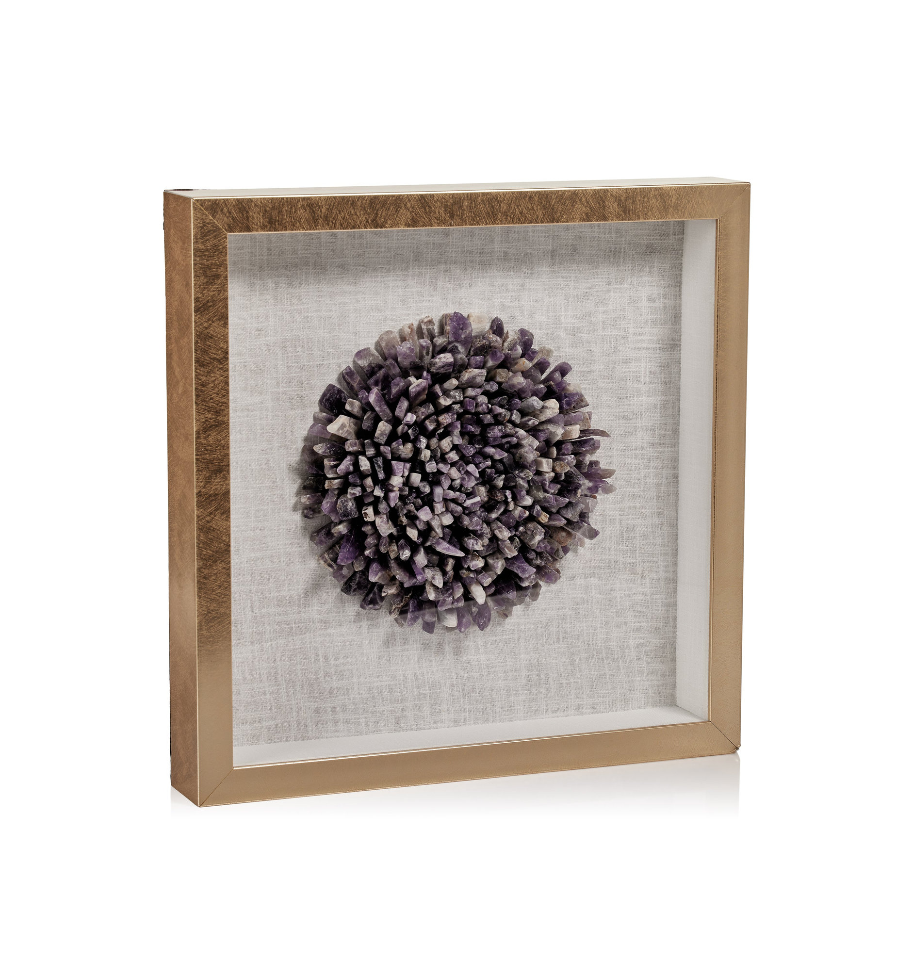 Chrysanths Gold Framed Amethyst Crystal Wall Decor - Contemporary