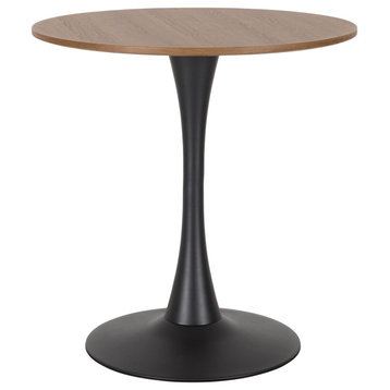 Ivo 27.5" Round Bistro Table with Metal Pedestal Base, Brown/Black