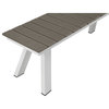 Benzara BM287849 Outdoor Dining Bench, Gray Polyresin Top, White Aluminum Frame