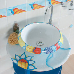 LVT 100 Sol Lavante Hand Painted Vesssel Bathroom Sink - Bathroom Sinks