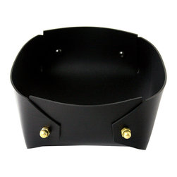 Caroline Ek - Coco Black Leather Storage Box, Brass, Small - Förvaringslådor