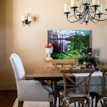 Upholstered chairs mixed with cross back chairs