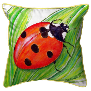 Betsy Drake Ladybug Large Indoor/Outdoor Pillow 18x18