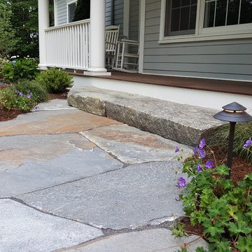 Front Entrance Natural Stone Walkway, Steps and Planting in Westbrook CT
