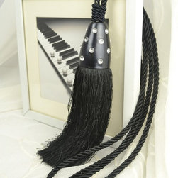 6 Colors QYM41 Polyester Curtain Tassel Tie Backs in Black Color - Window Treatment Accessories