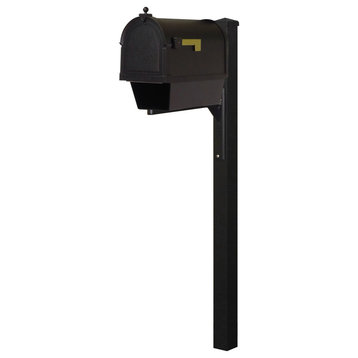 Berkshire Mailbox With Newspaper Tube and Wellington Post, Black