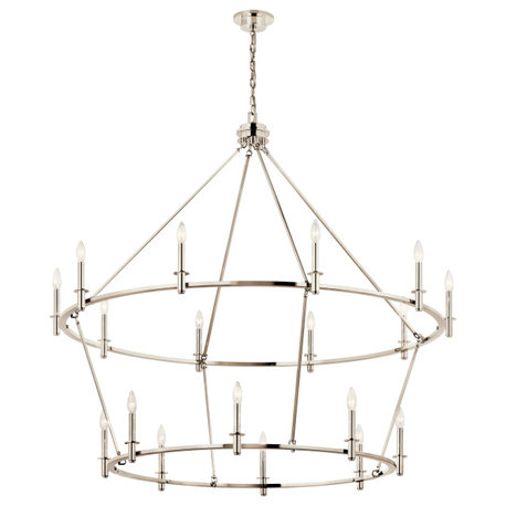 Carrick Chandelier, Black, Polished Nickel, 18 Light