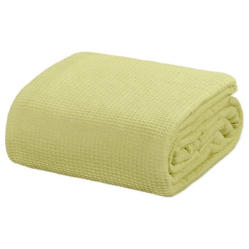 Crover Collection All Season Thermal Waffle Cotton Blanket, Light Green, Twin