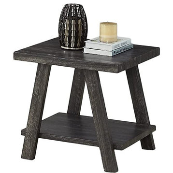 Contemporary Replicated Wood Shelf End Table in Charcoal Finish