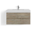 Boutique Bath Vanity, Natural Wood, 40", Single Sink, Wall Mount