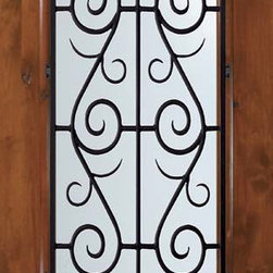 Slab Entry Single Door 96 Alder St. Charles 1 Panel 3/4 Lite Wrought Iron - Front Doors