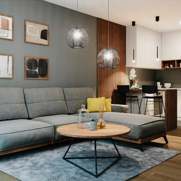 Living Room Seamlessly Connected to Kitchen