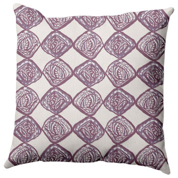 Cowry Check Outdoor Pillow, Purple, 14"x20"