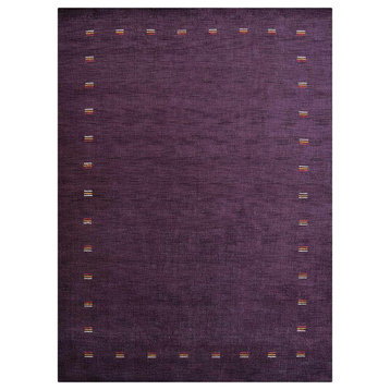 Hand Knotted Loom Wool Area Rug Contemporary Purple