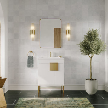 The Lockhart Bathroom Vanity, White, 24", Single Sink, Freestanding