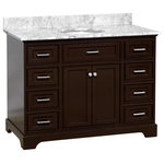 Kitchen Bath Collection - Aria 48" Bathroom Vanity, Chocolate, Carrara Marble - The Aria: showroom looks with everyday practicality.