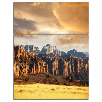 Zion National Park Utah Usa, Landscape Triptych Canvas Art, 28x36, 3 Panels