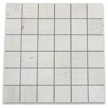 Golden Beach Moleanos Beige Limestone 2" Square Grid Mosaic Tile Honed, 1 sheet