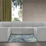 Meridian Furniture - Ollie Black Boucle Fabric U-Shaped Modular Sectional, Grey, 8-Piece: 4 Armless Chair, 4 Corner Chair - The Ollie Boucle Fabric Sectional is a truly stunning piece that boasts an elegant and attention-grabbing design. It is upholstered in a rich grey boucle fabric that feels soft and smooth to the touch, making it the perfect addition to any space that requires a touch of sophistication and style. The sectional's modular design ensures that it can easily fit into any room layout, while its plush cushioning provides optimum comfort for you and your guests. Whether you're entertaining guests or simply relaxing after a long day, the Ollie sectional is the perfect piece to help you unwind in style.
