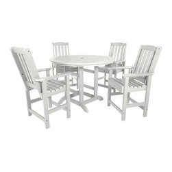 Highwood USA - Lehigh 5-Piece Round Counter-Height Dining Set, White - Outdoor Dining Sets