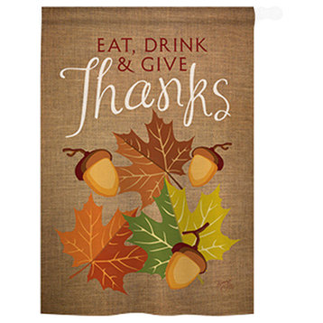 Thanksgiving Eat, Drink & Give 2-Sided Vertical Impression House Flag