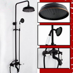 New Antique Black Bronze Brass Two Handles Rainfall Shower Faucet TS638B - Tub And Shower Faucet Sets