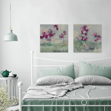 Fuchsia Treeline Diptych