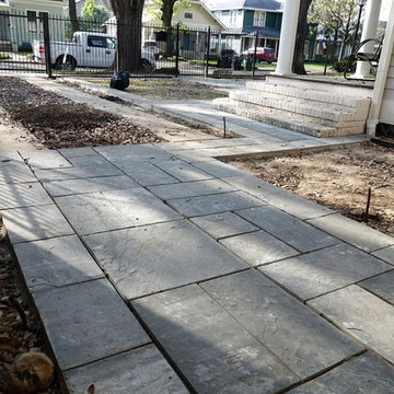 Curb Appeal with Pennsylvania Bluestone, Artifical Turf Path and Poolscape
