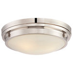 Savoy House - Lucerne Flush Mount, Polished Nickel, 15" - Savoy House's Lucerne is a collection of flush mounts that is sure to bring sleek metallic style to any space. White glass shades make Lucerne an ideal choice for comfortable, useful light.
