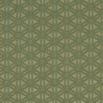 Green Small Scale Flower Woven Matelasse Upholstery Grade Fabric By The Yard