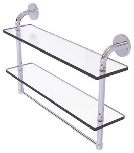 Remi Collection 22" Two Tiered Glass Shelf With Integrated Towel Bar