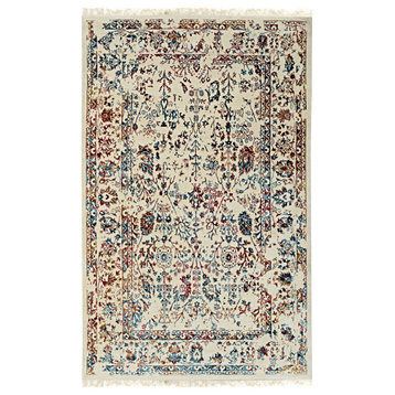 EORC Ivory/Multi Hand Crafted Wool and Viscose Hand Crafted Rug 8'x10'