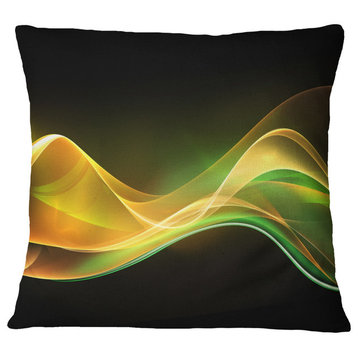 3D Gold Green Wave Design Abstract Throw Pillow, 16"x16"