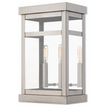Livex Lighting - Livex Lighting 20705-91 Hopewell - 15" Two Light Outdoor Wall Lantern - The design of the Hopewell outdoor wall lantern giHopewell 15" Two Lig Brushed Nickel Clear *UL Approved: YES Energy Star Qualified: n/a ADA Certified: n/a  *Number of Lights: Lamp: 2-*Wattage:60w Candelabra Base bulb(s) *Bulb Included:No *Bulb Type:Candelabra Base *Finish Type:Brushed Nickel