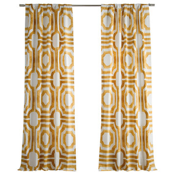 Mecca Gold Printed Cotton Curtain Single Panel, 50"x84"