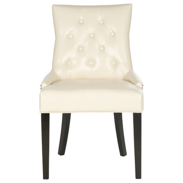 Safavieh Harlow Tufted Ring Chairs, Set of 2, Flat Cream, Leather
