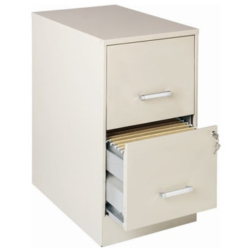 Space Solutions 22" Deep 2 Drawer Metal File Cabinet in Ivory Cream
