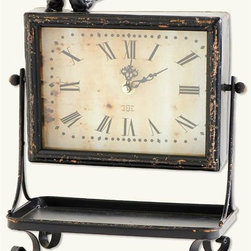 Rustic Clock with Tray - Desk And Mantel Clocks