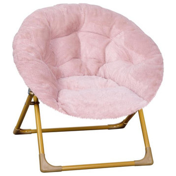 Gwen 23" Kids Cozy Mini Folding Saucer Chair, Blush/Soft Gold