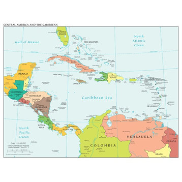 Central America Map, Political, Peel & Stick Removable Wall Decal