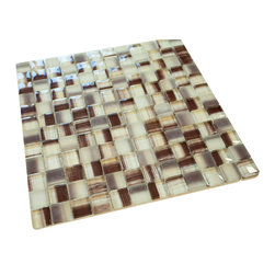 Brown&White Modern Art Glass Mosaic Tile (Square,Glossy&Matte) - Home Accessories & Decor