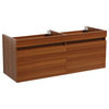 Fresca Mezzo 60" Wall Hung Double Sinks Modern Wood Bathroom Cabinet in Brown