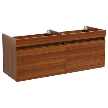 Fresca Mezzo 60" Wall Hung Double Sinks Modern Wood Bathroom Cabinet in Brown