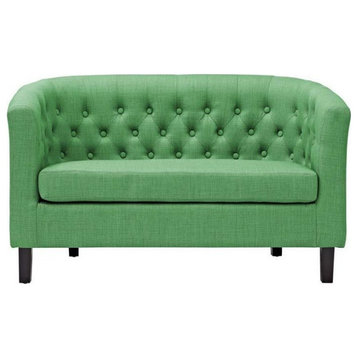 Nicole Upholstered Fabric Loveseat, Kelly Green