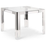 Meridian Furniture - Casper Dining Table, Chrome - Enjoy intimate meals with those you love when you gather around this Casper dining table. This beautifully eye-catching table features a rich gold frame topped with a clear glass top for a rich, luxe look. Acrylic legs crown the chrome stainless steel frame, adding to its contemporary feel. Pair it with your favorite modern chairs for an instant dining room or breakfast nook facelift.