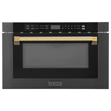 ZLINE Microwave Drawer s, Black Stainless and Gold MWDZ-1-BS-H-G